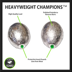 Egg Sinker with Line-Protecting Inserts to Guard Against Damage